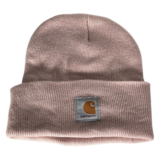 Carhartt Pink Beanie Hat Logo Skull Cap Warm Winter Knit Logo Ski - Picture 2 of 8